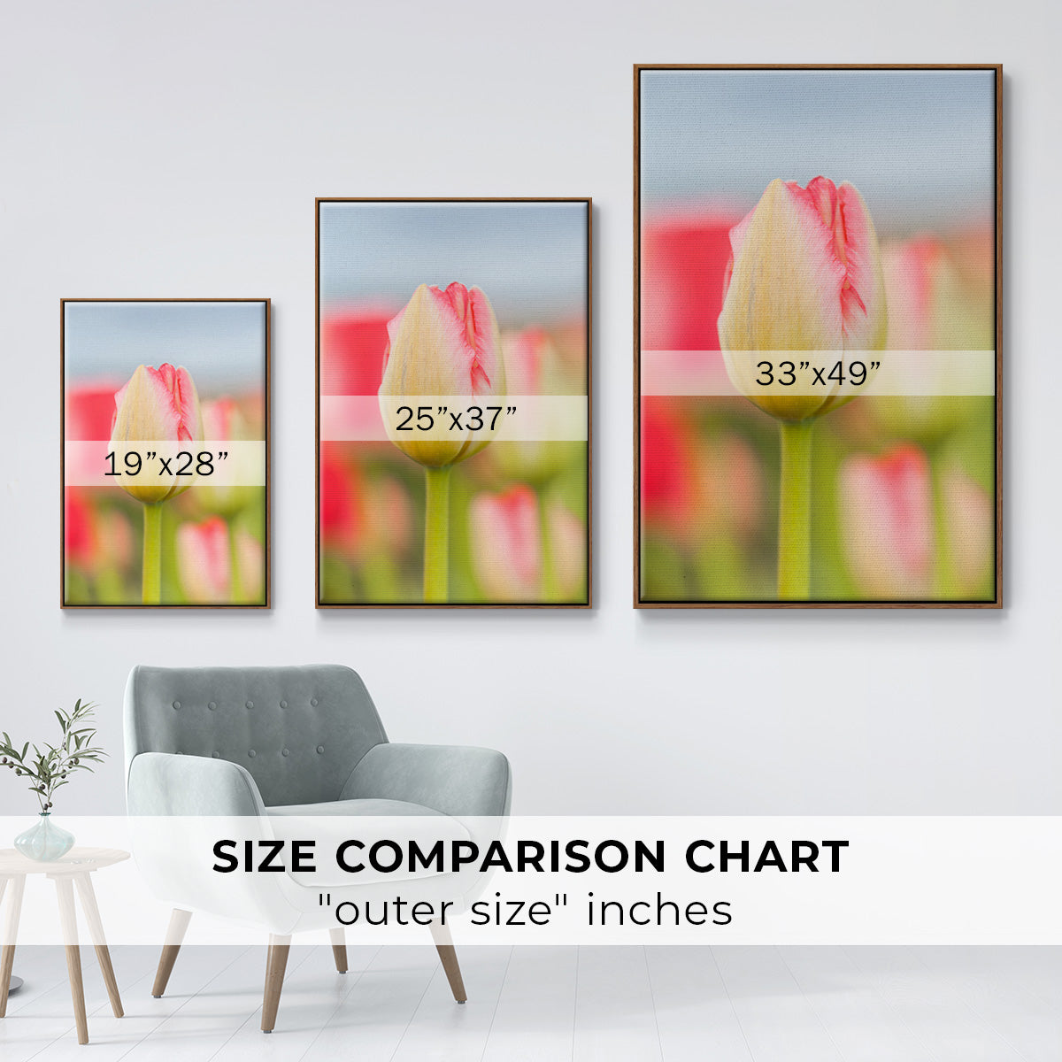 Twotone Tulip - Framed Premium Gallery Wrapped Canvas L Frame - Ready to Hang