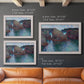 Impressionist rocky seascape by Claude Monet in an ornate weathered white frame shown in multiple size options.