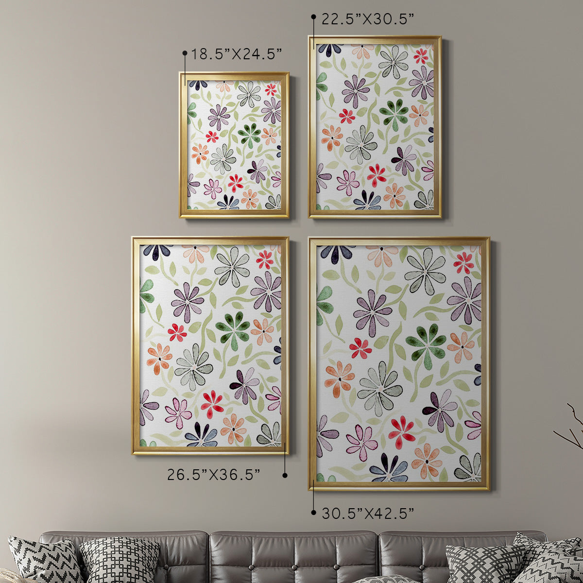 Faded Flowers II - Modern Framed Canvas Print