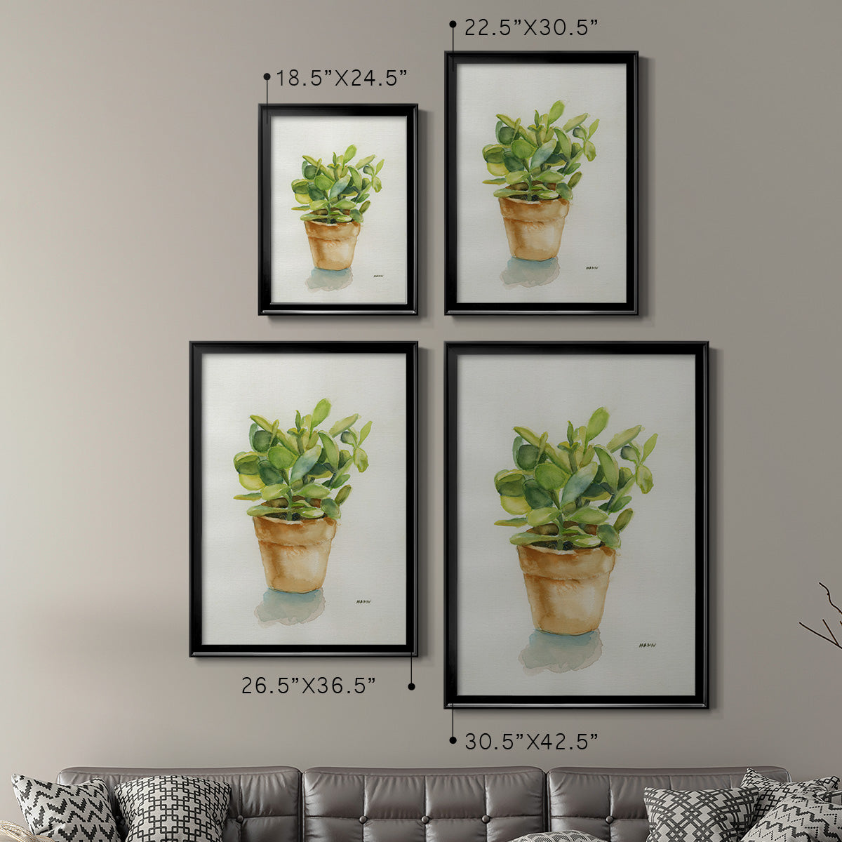 Succulent I - Modern Framed Canvas Print