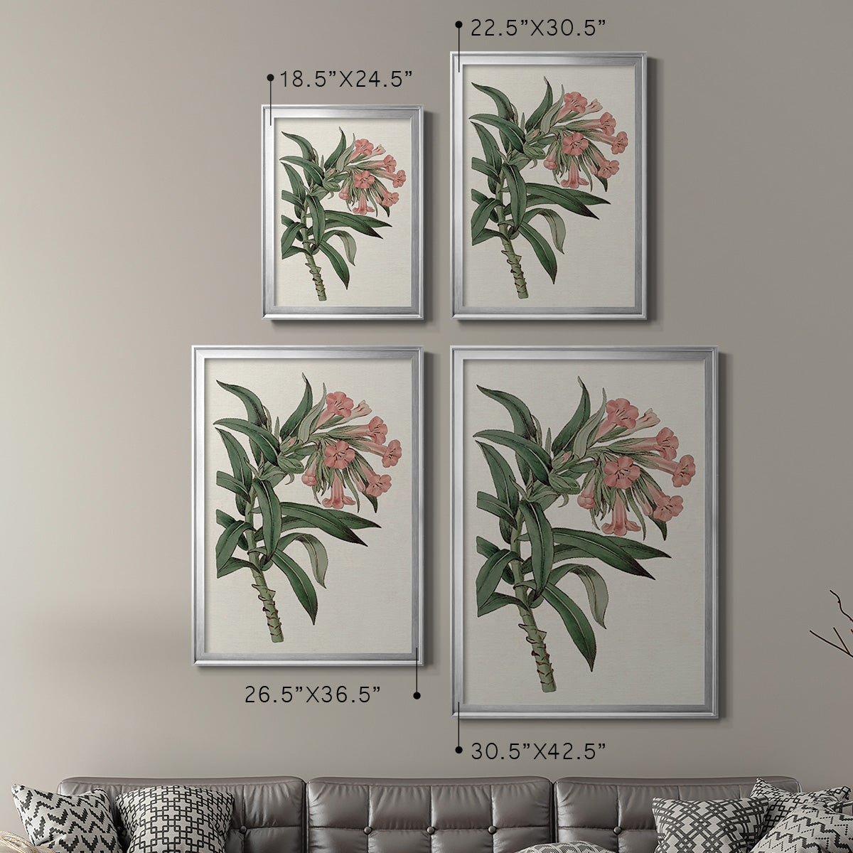 Pink Floral Mix VI - Modern Framed Canvas Print