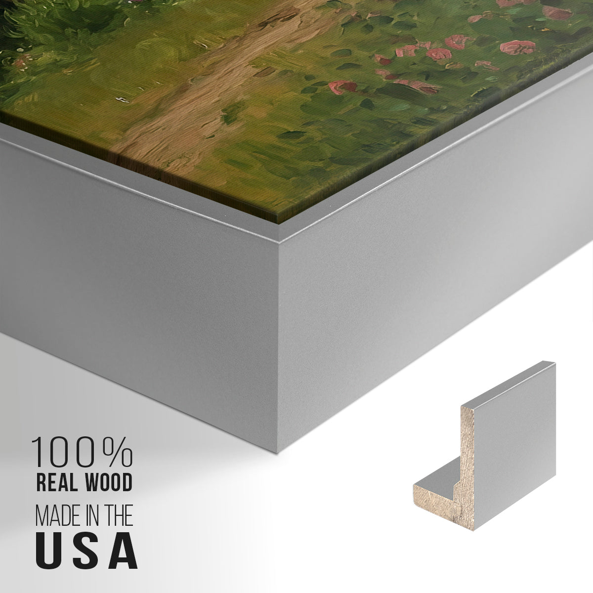 Farmhouse with Meadow Flowers, 1909 - Floater Framed Canvas Print