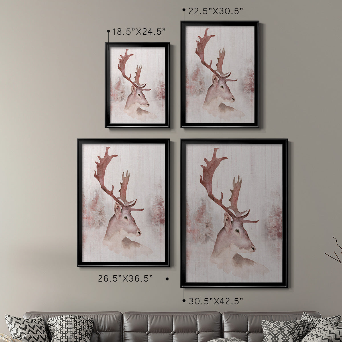 Blush Deer - Modern Framed Canvas Print