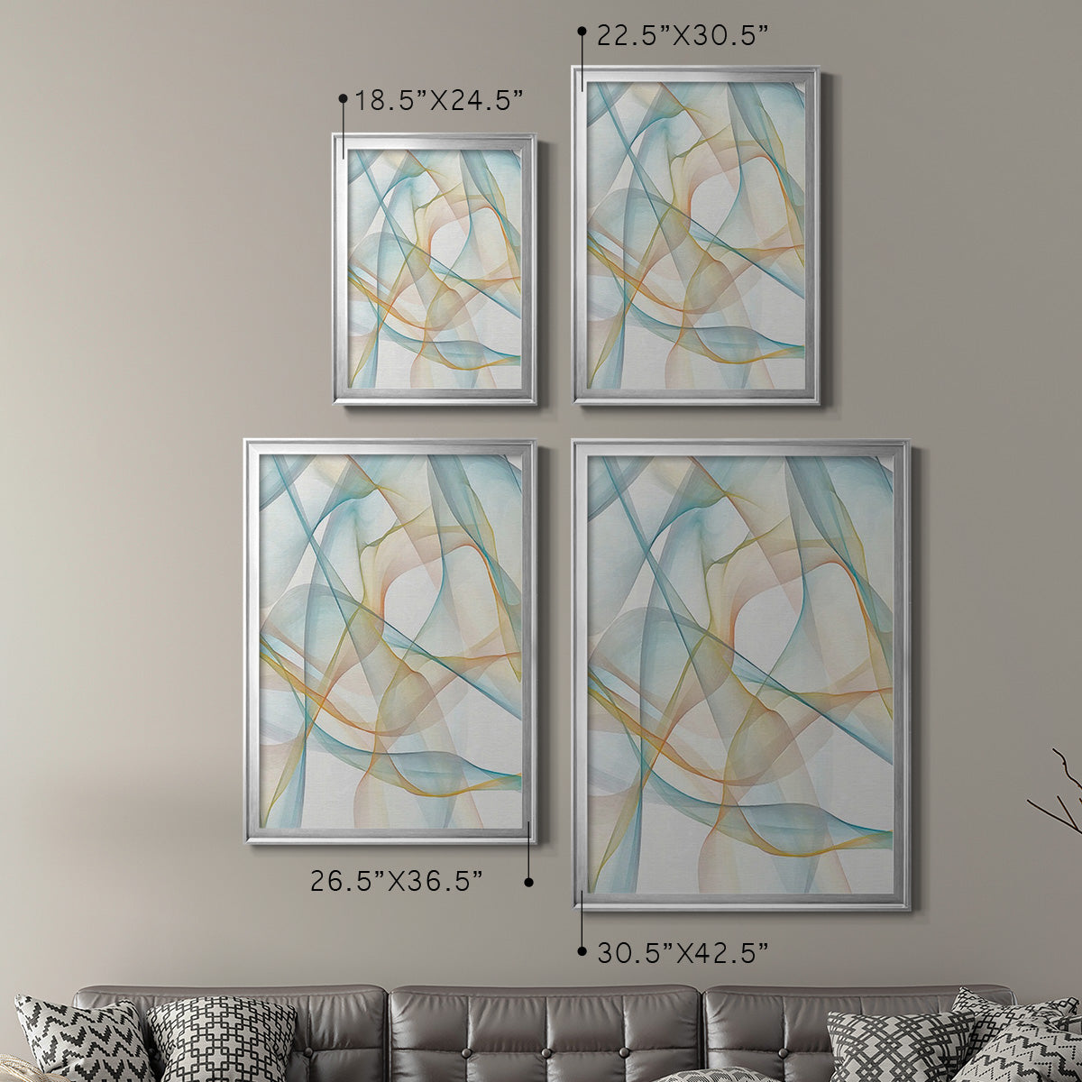 Curves and Waves III - Modern Framed Canvas Print
