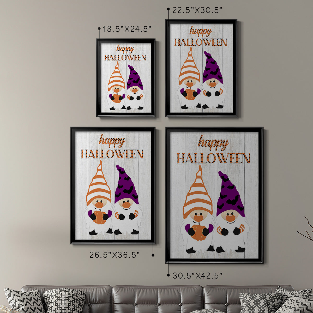 Halloween Gnomes - Modern Framed Canvas Print