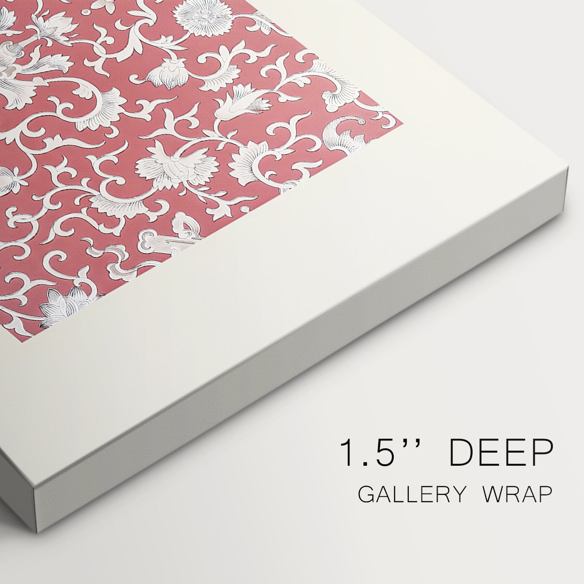 Canvas art print of a repeating floral pattern with dense arrangement of blossoms and leaves, highlighting texture and gallery-wrapped edges
