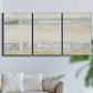 Three-panel canvas wall art featuring minimal abstract storm movement, displayed in a living room above a sofa.