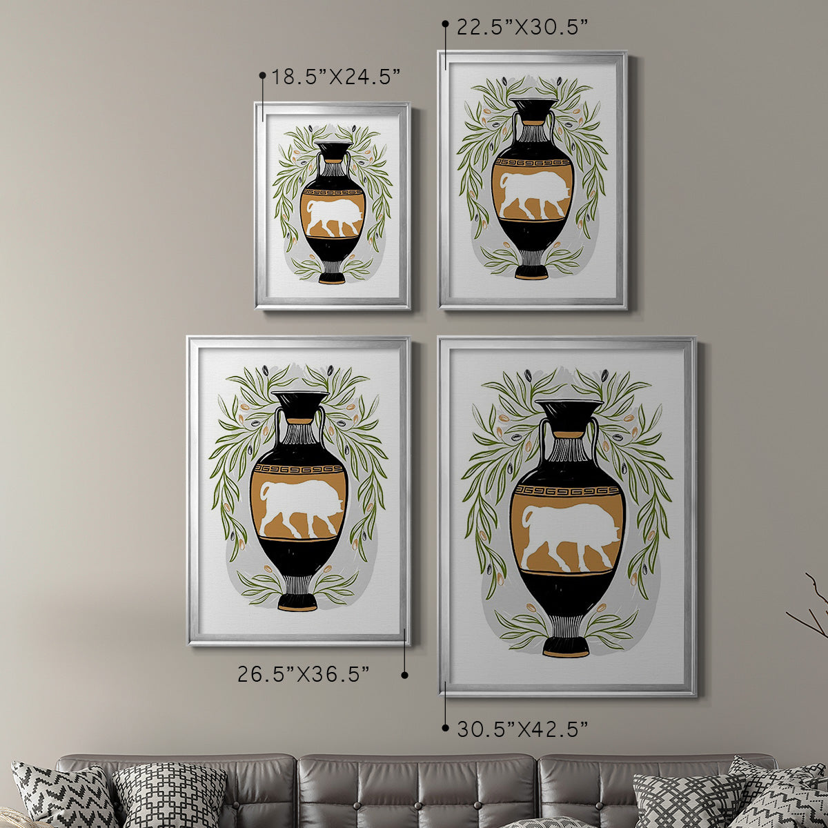 Greek Vases IV - Modern Framed Canvas Print