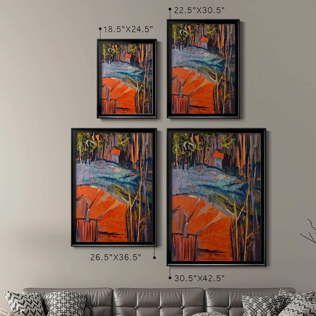 Cadmium Winter Solstice IV - Modern Framed Canvas Print