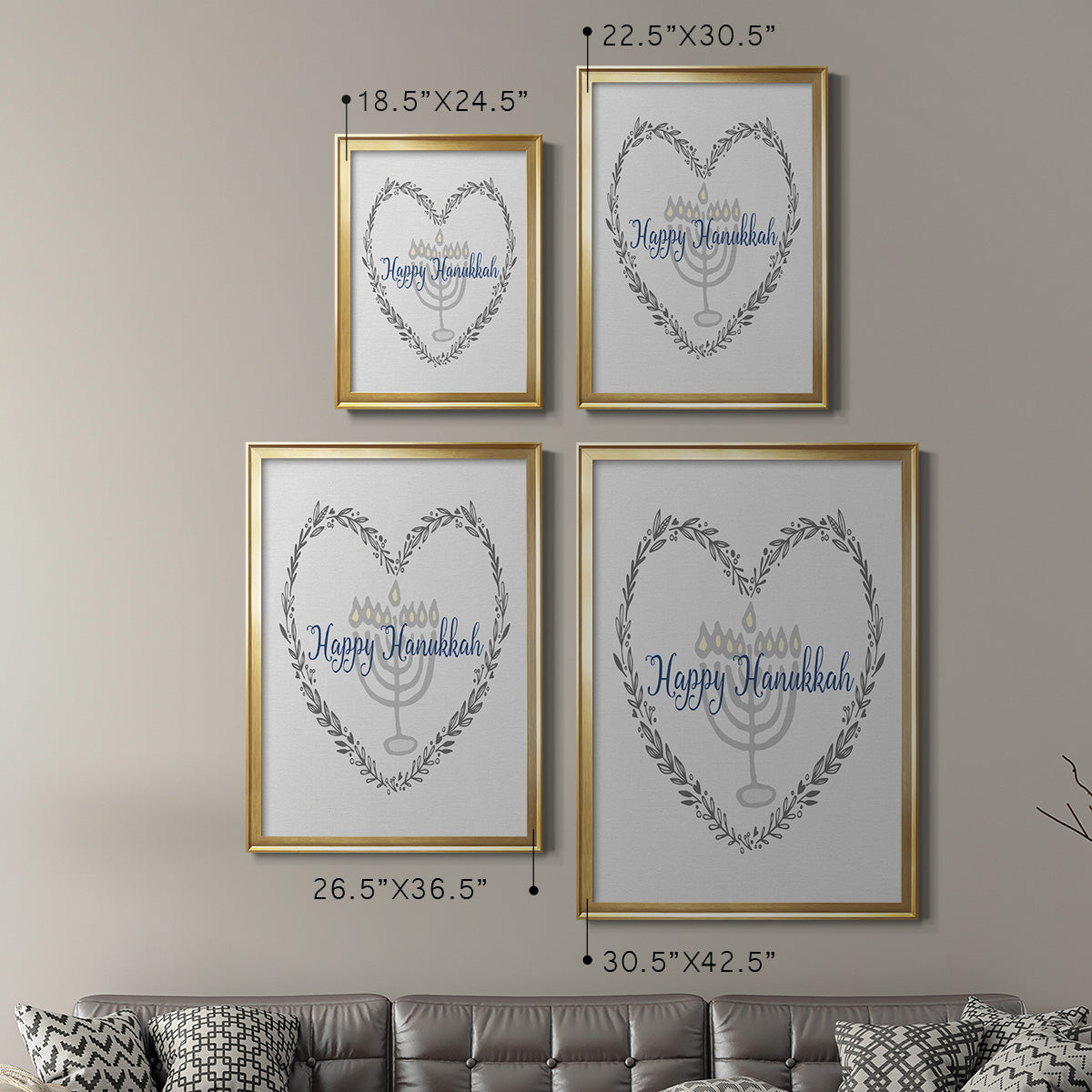 Hanukkah Heart - Modern Framed Canvas Print