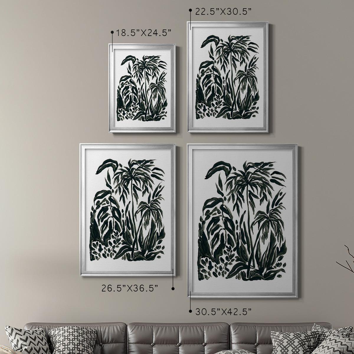 Ink Jungle IV - Modern Framed Canvas Print