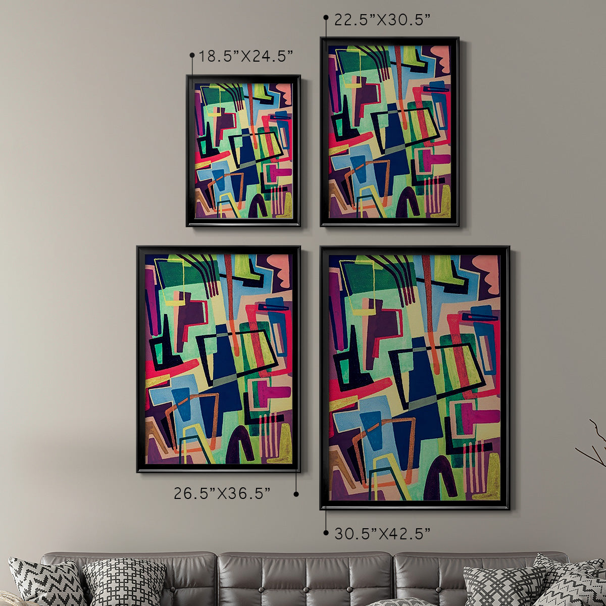 Connected Colors II - Modern Framed Canvas Print