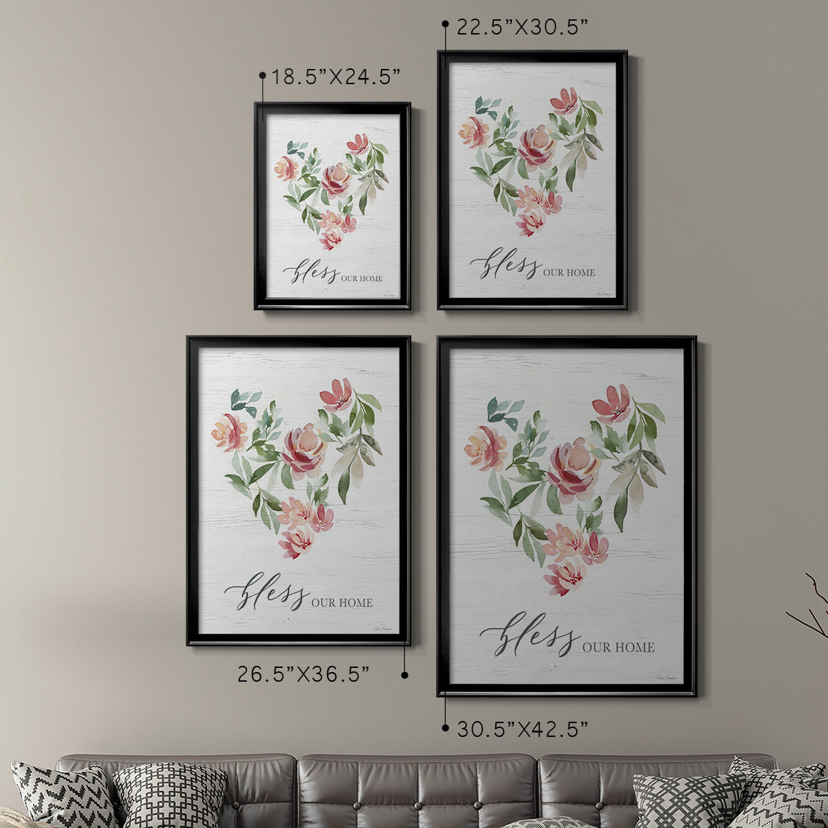Paradise Floral Heart - Modern Framed Canvas Print