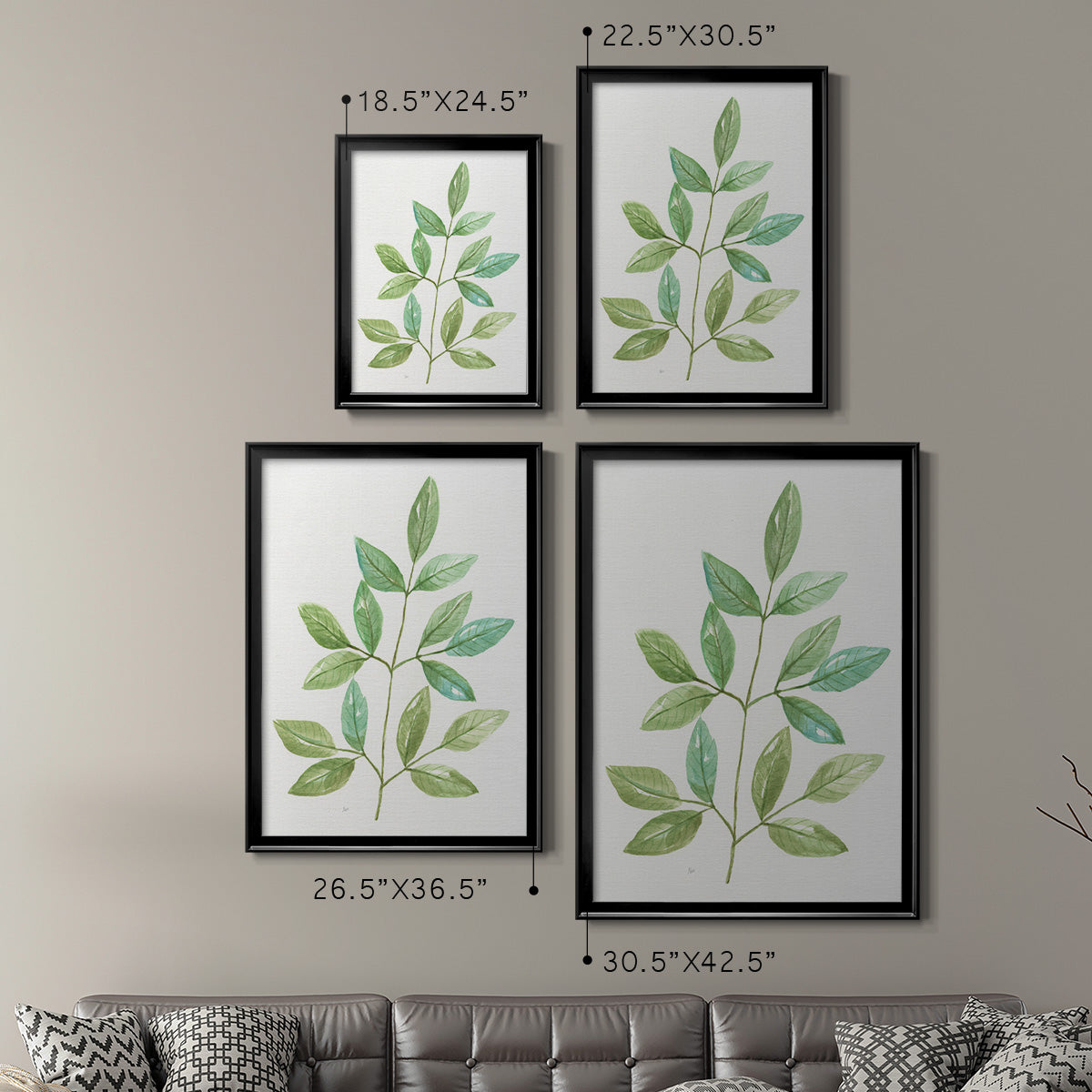 Spring Greens III - Modern Framed Canvas Print