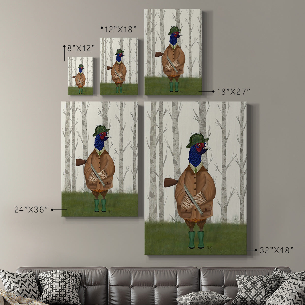 Pheasant Shooting Party 3 Premium Gallery Wrapped Canvas - Ready to Hang