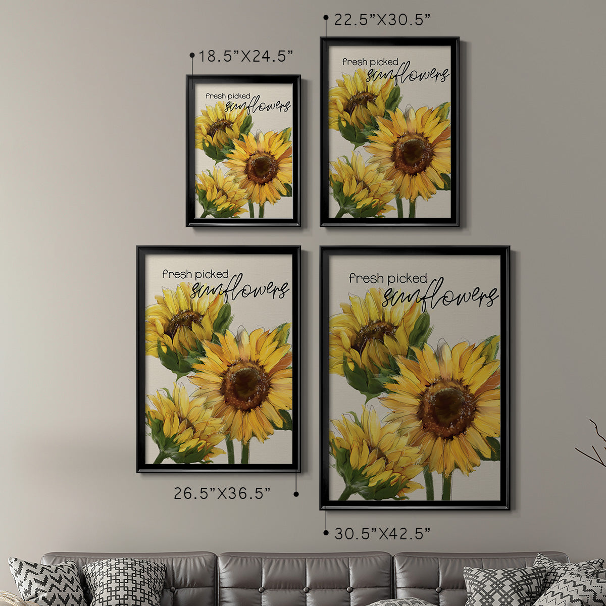 Fresh Picked Sunflowers - Modern Framed Canvas Print