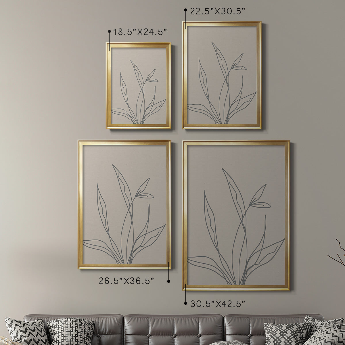 Neutral Lines II - Modern Framed Canvas Print