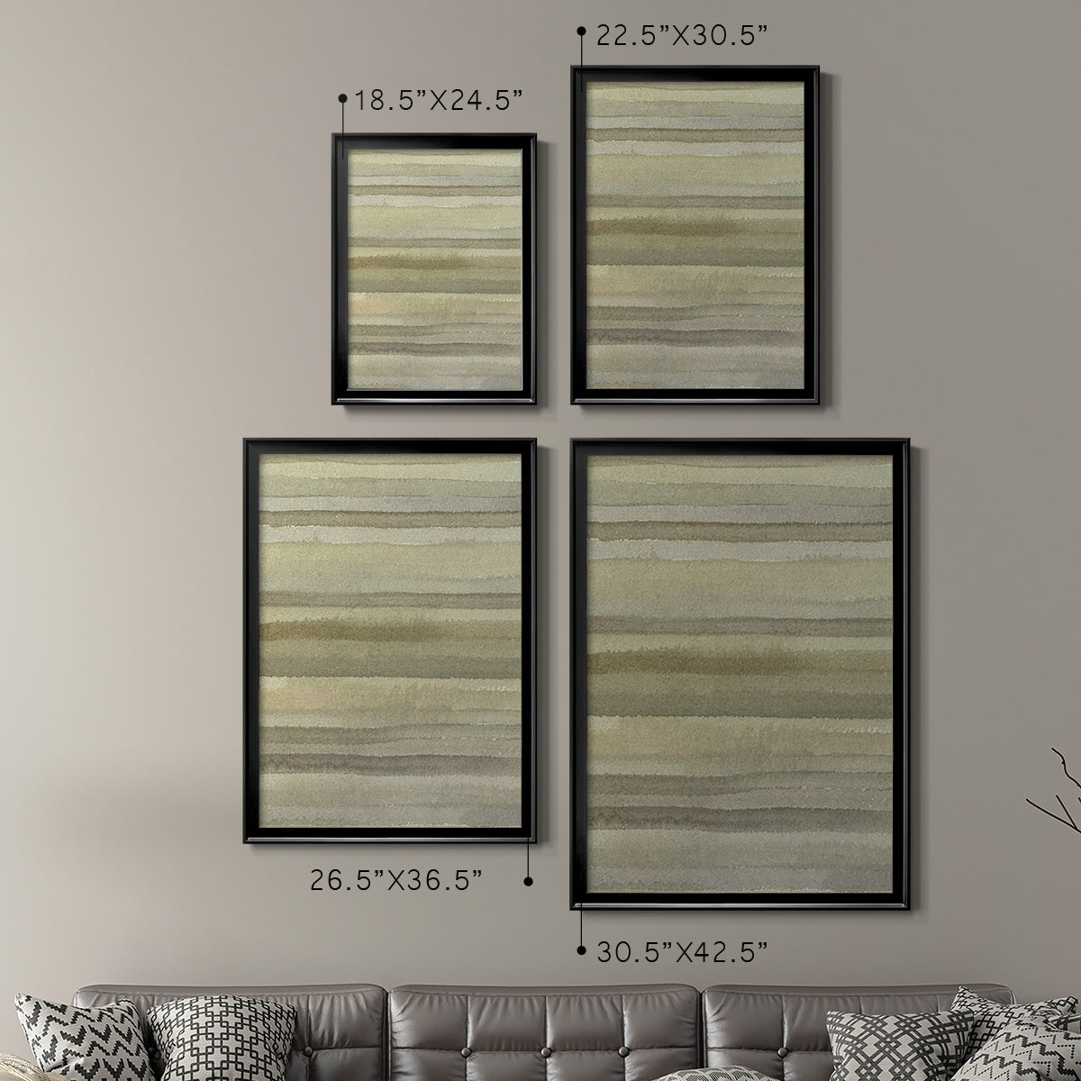 Lines in Neutral I - Modern Framed Canvas Print