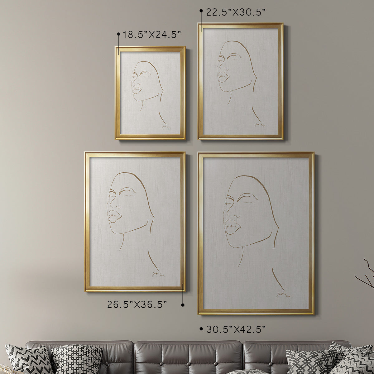 Portrait Sketch II - Modern Framed Canvas Print