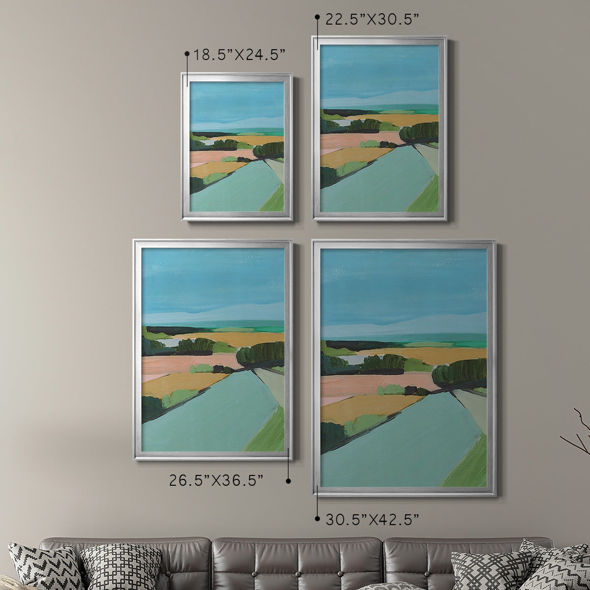 Bright Colored Countryside II - Modern Framed Canvas Print