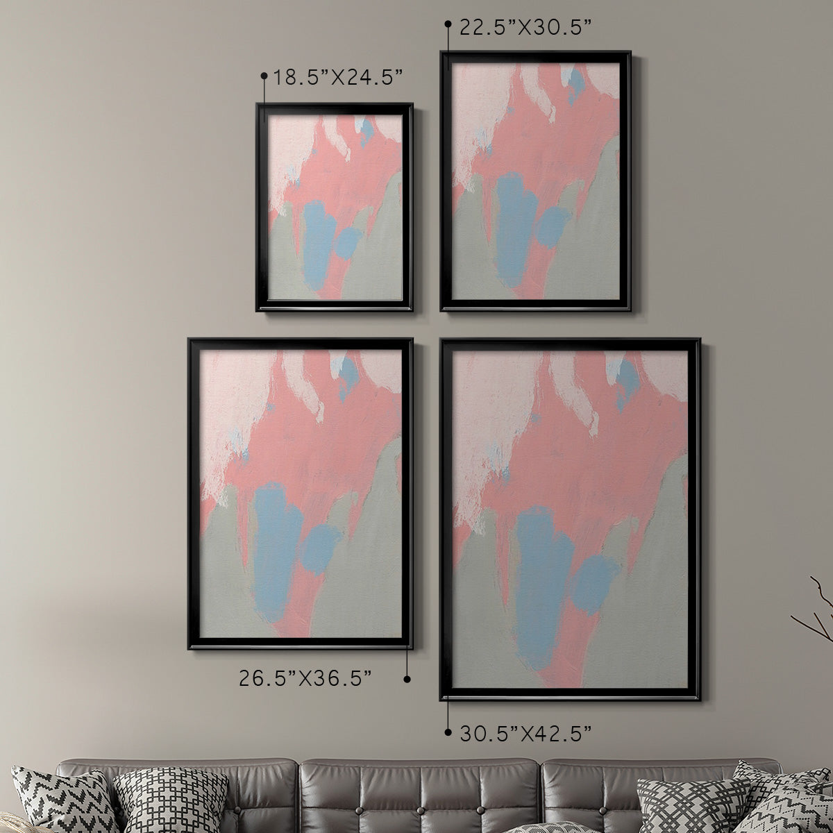 Blushing Abstract III - Modern Framed Canvas Print