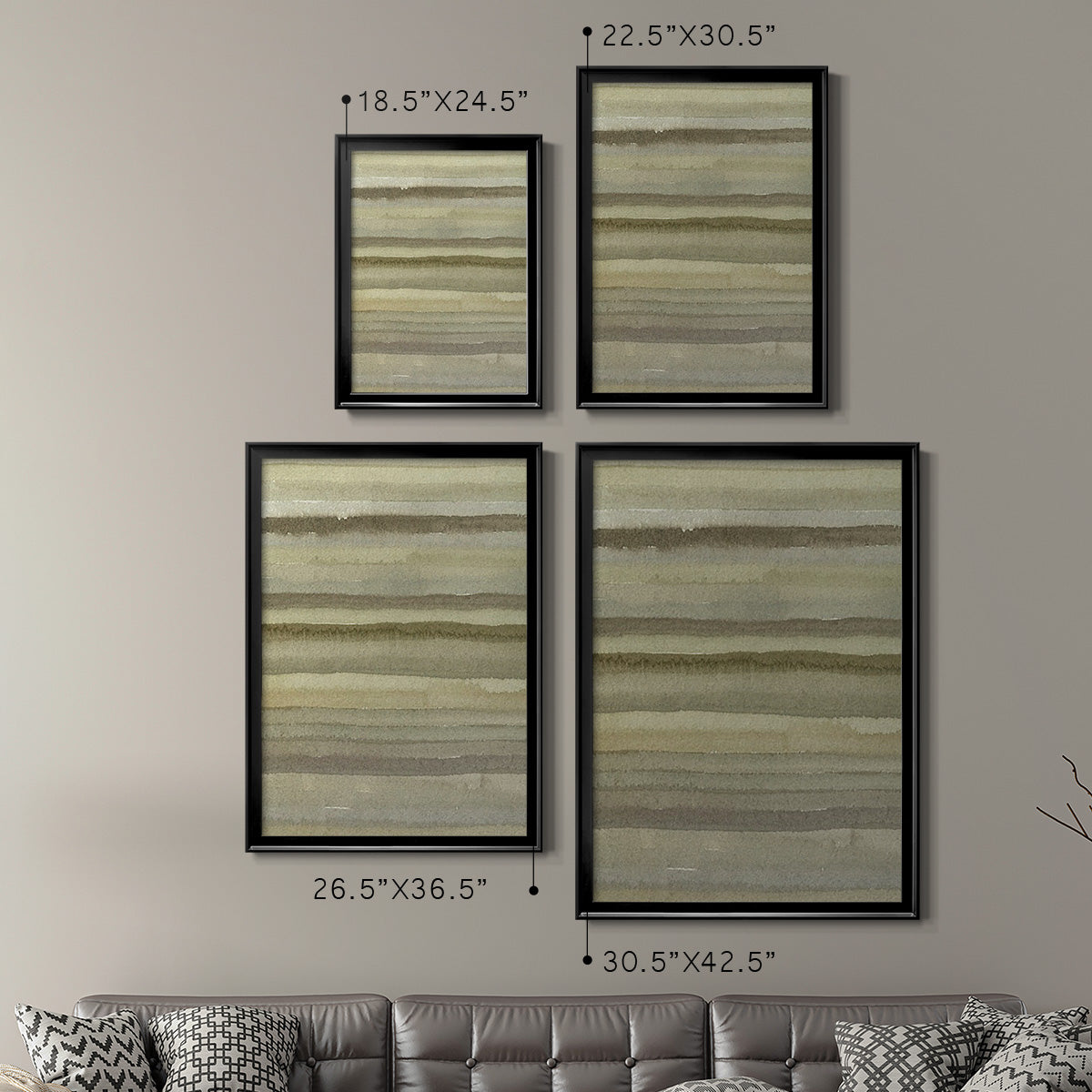 Lines in Neutral II - Modern Framed Canvas Print