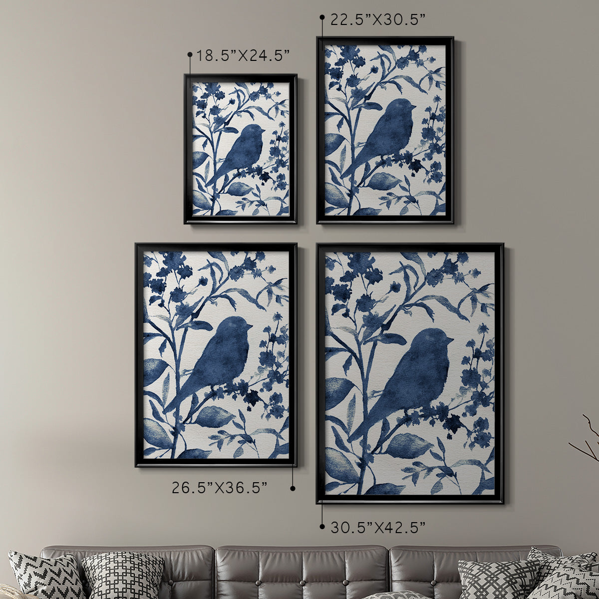 Bluebird Silhouette I - Modern Framed Canvas Print