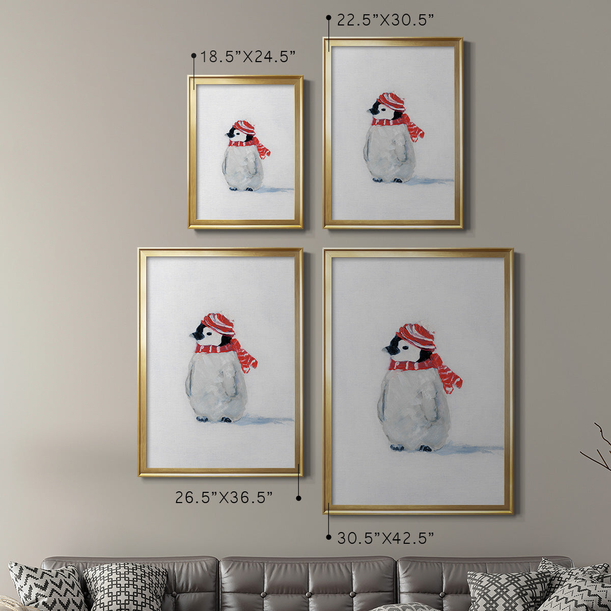 Penguin Play II - Modern Framed Canvas Print