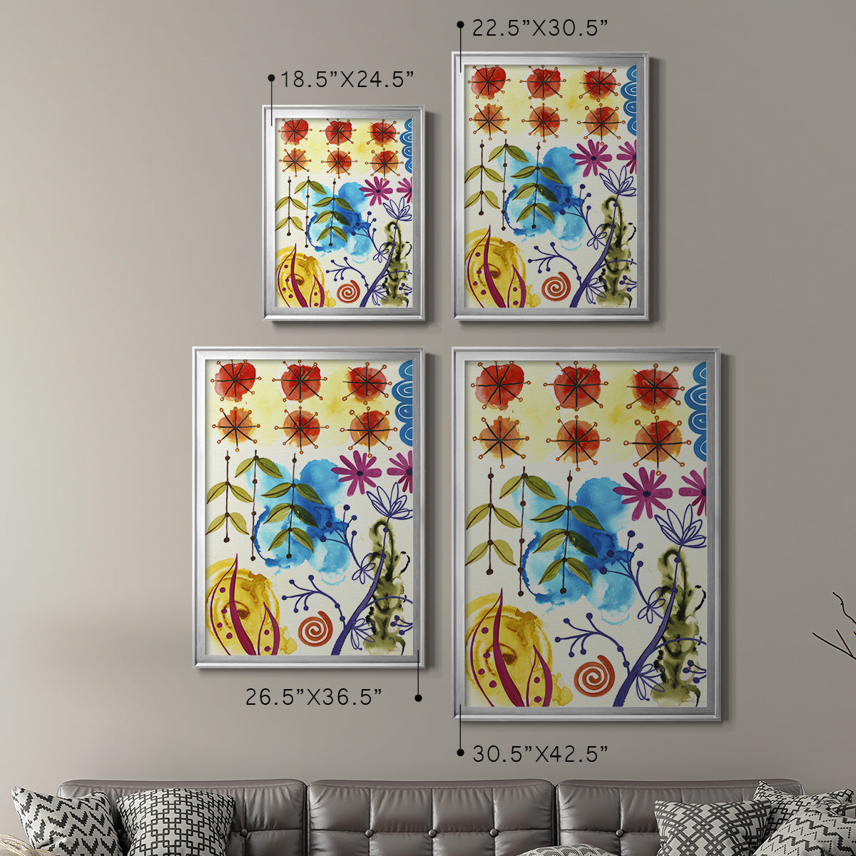 Flower Power II - Modern Framed Canvas Print