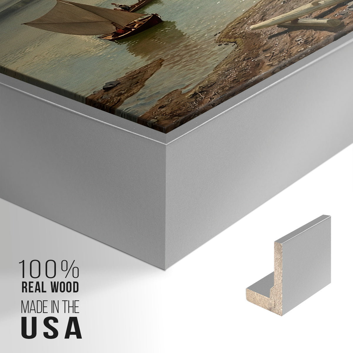 By the Water, 1876 - Floater Framed Canvas Print