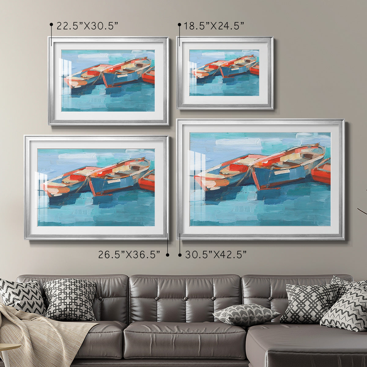 Primary Boats I Premium Framed Print - Ready to Hang