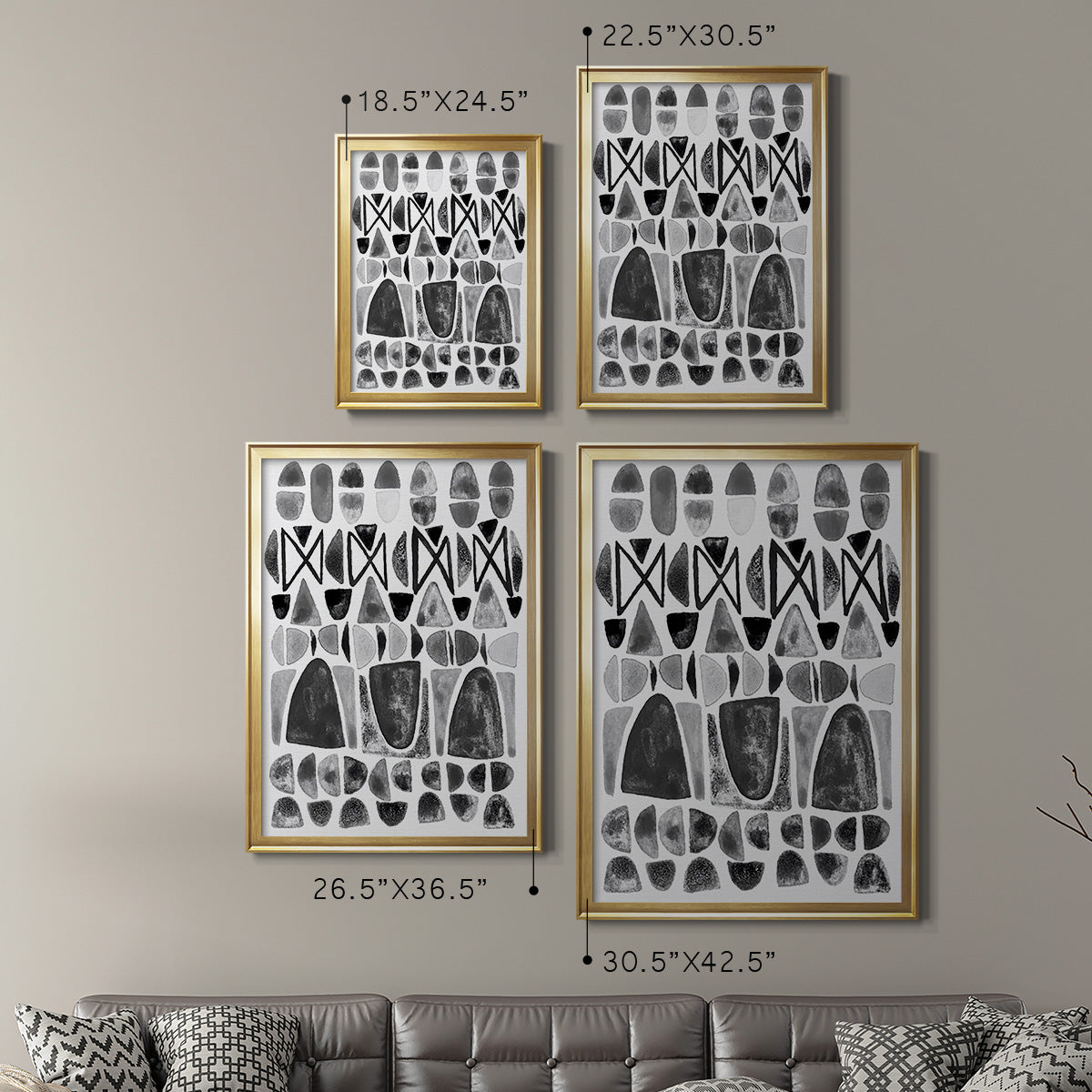 Grey Arches III - Modern Framed Canvas Print