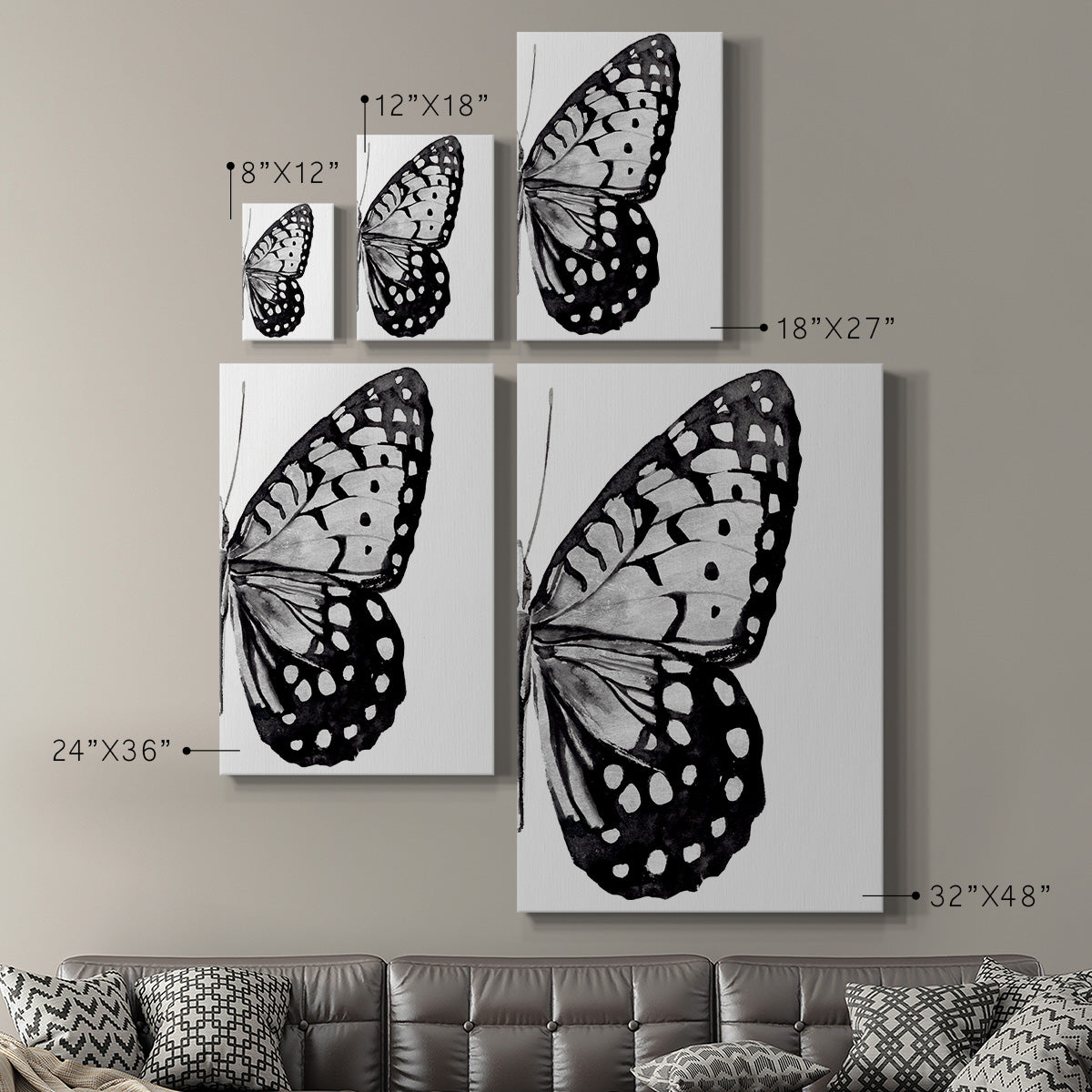 Monochrome Wings II Premium Gallery Wrapped Canvas - Ready to Hang