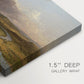 Canvas art print of a panoramic river landscape with contrast between stormy sky and calm farmland, highlighting texture and gallery-wrapped edges