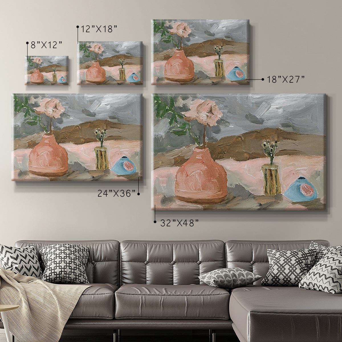 Vase of Pink Flowers I Premium Gallery Wrapped Canvas - Ready to Hang