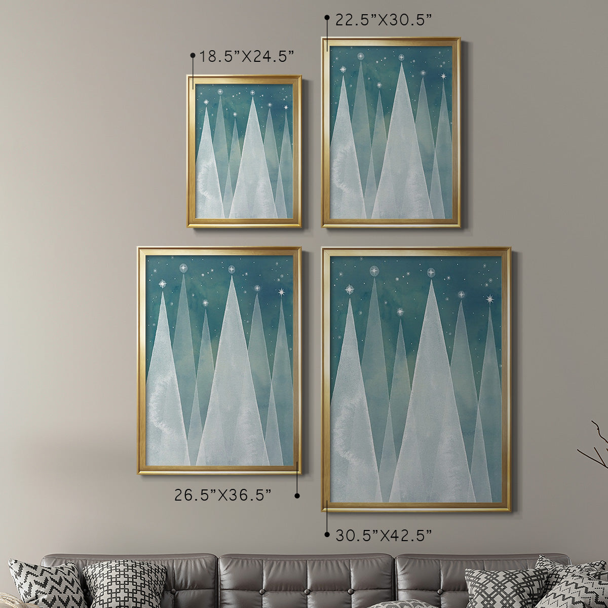 Mod Evergreens I - Modern Framed Canvas Print