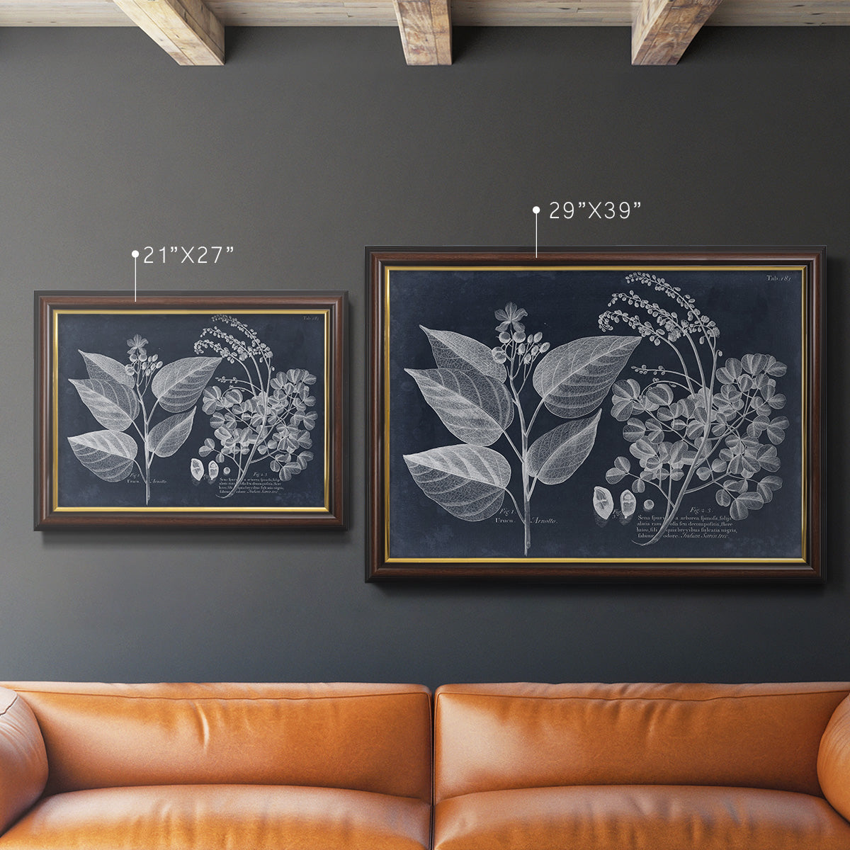 Foliage on Navy III Premium Framed Canvas- Ready to Hang