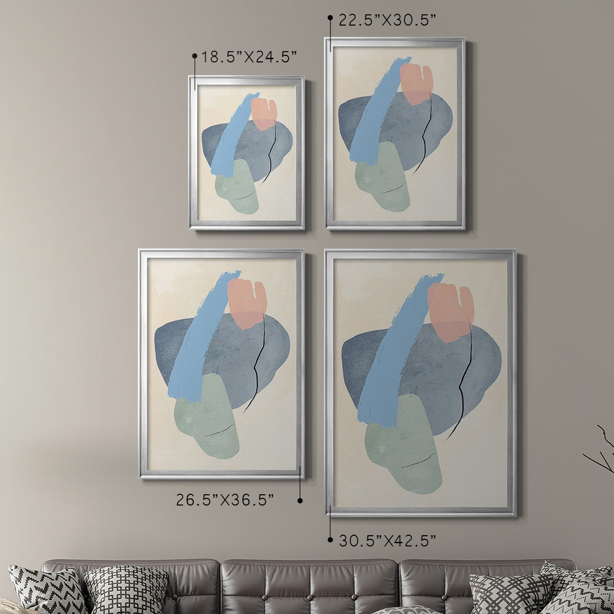 Pastel Assemblage I - Modern Framed Canvas Print