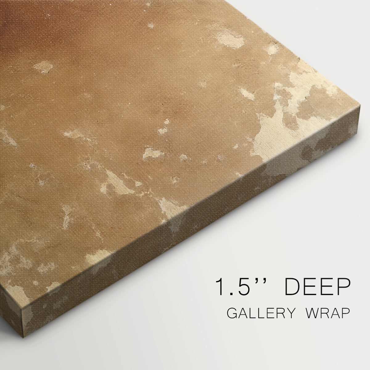 Close-up of a gallery-wrapped canvas corner showing a minimal composition focusing on facial structure, highlighting texture and print detail.