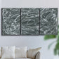 Three-panel canvas wall art featuring abstract view through window forms, displayed in a living room above a sofa.