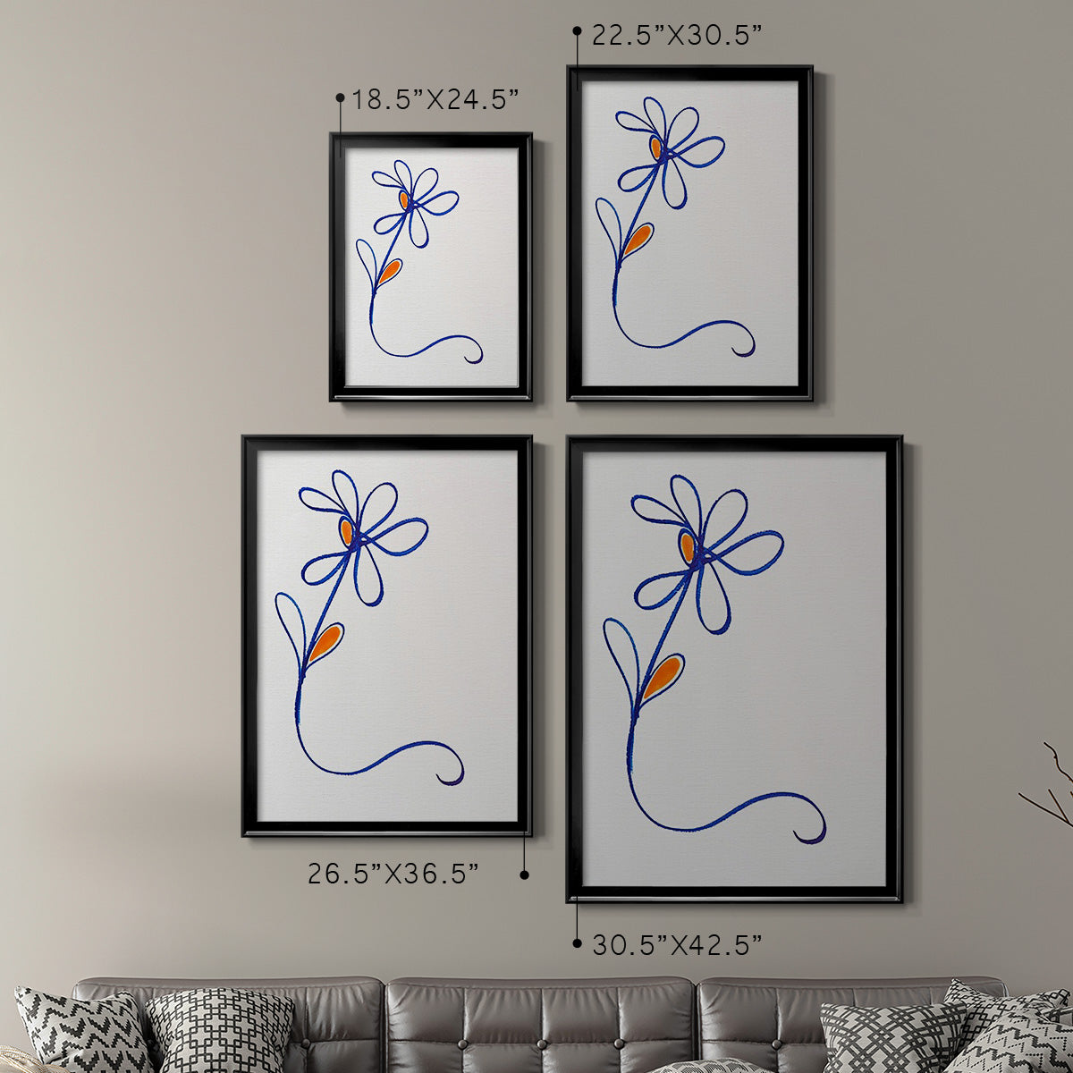 Wobbly Blooms I - Modern Framed Canvas Print