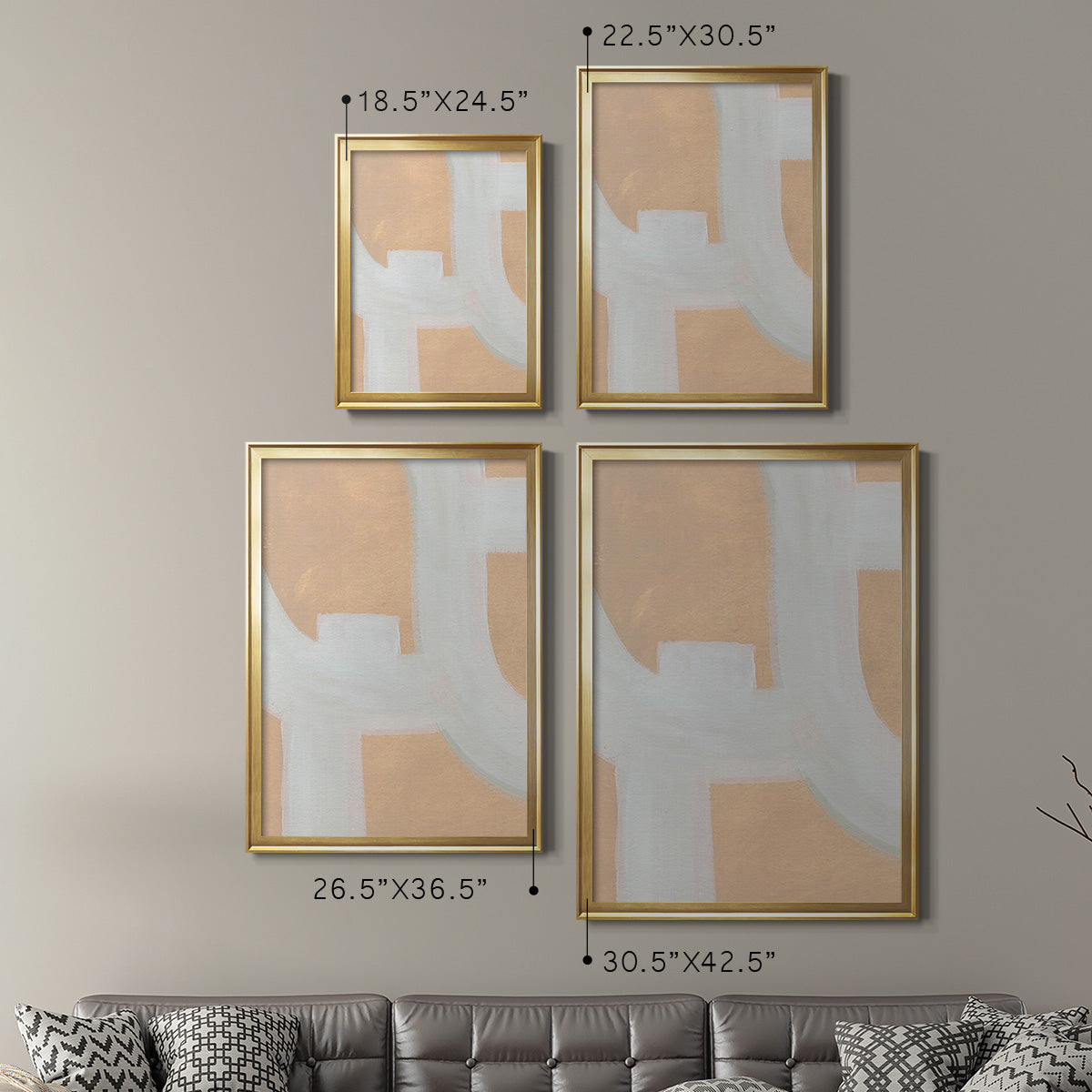 Neutral Winding Paths II - Modern Framed Canvas Print