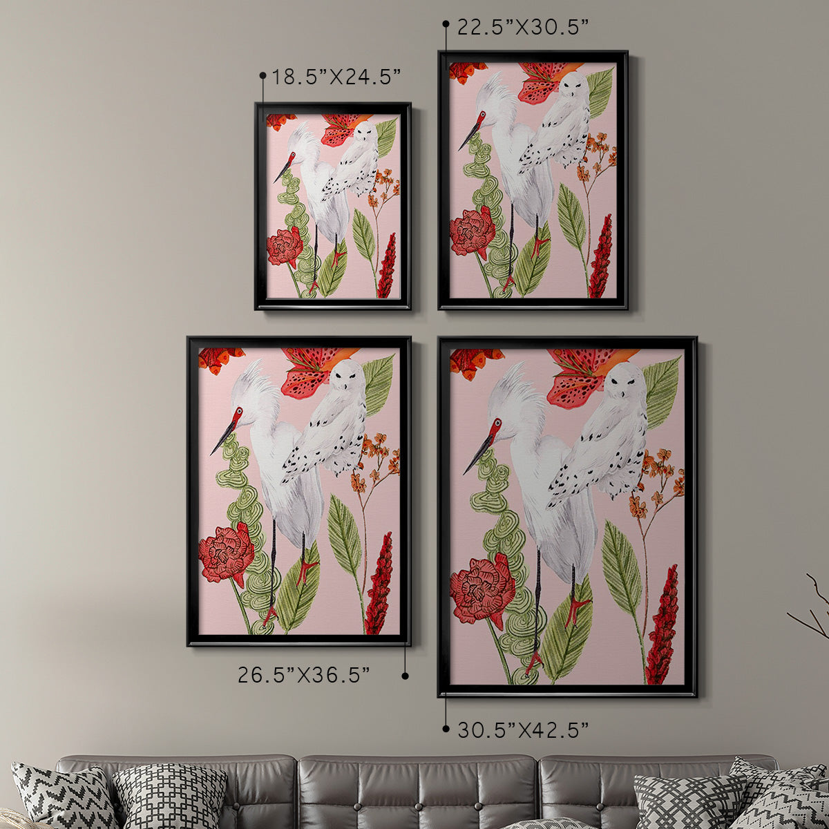 Birds in Motion III - Modern Framed Canvas Print