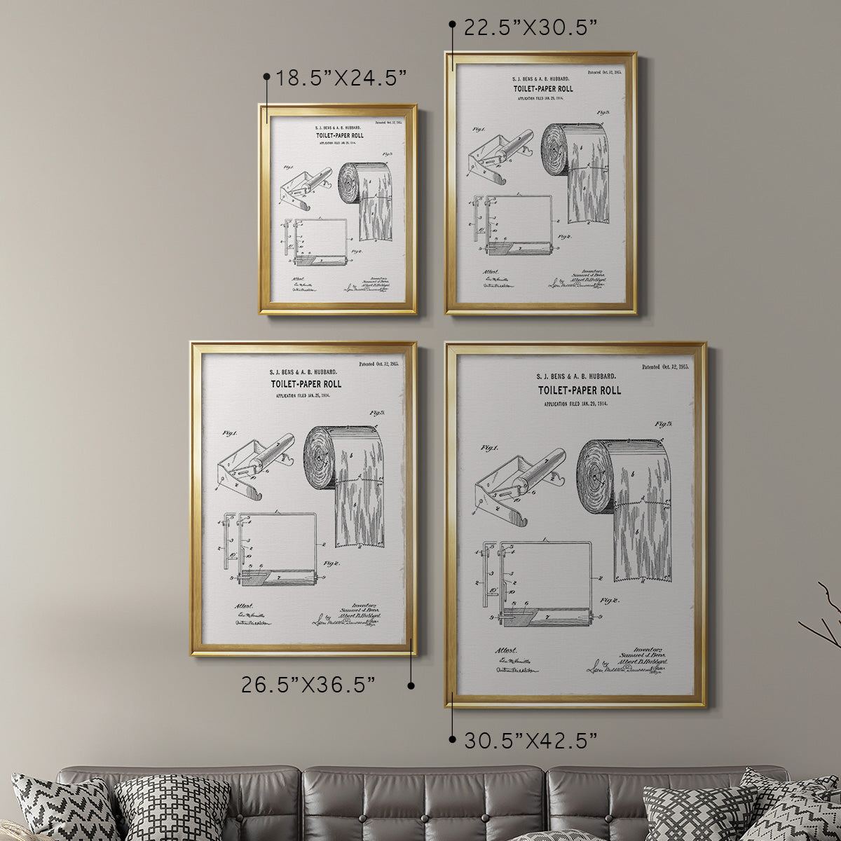Toilet Paper Patent I - Modern Framed Canvas Print