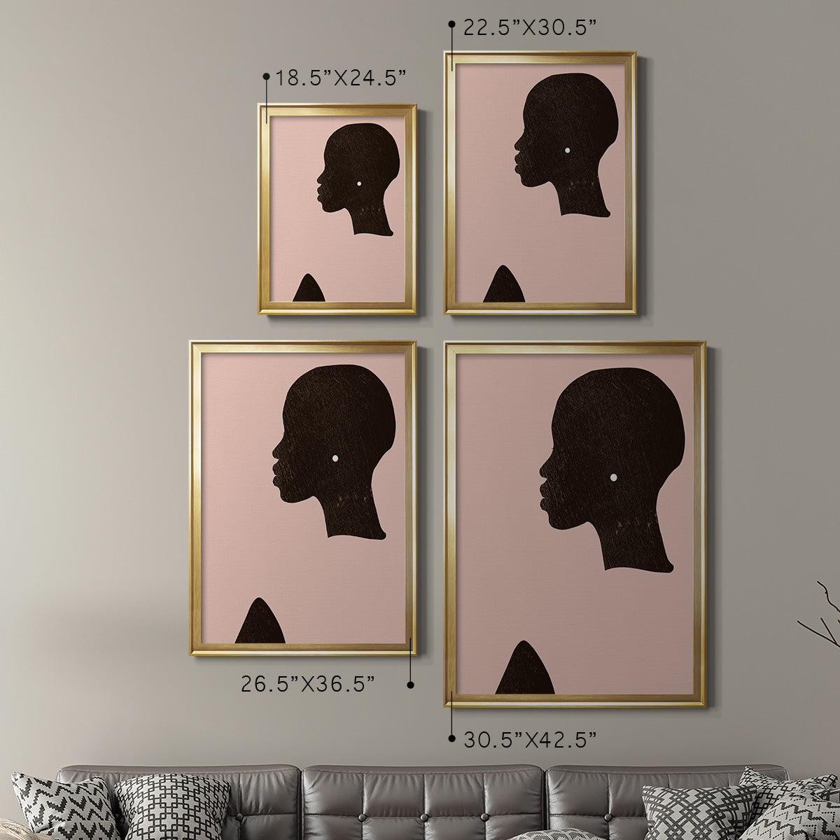 Pink Silhouette I - Modern Framed Canvas Print