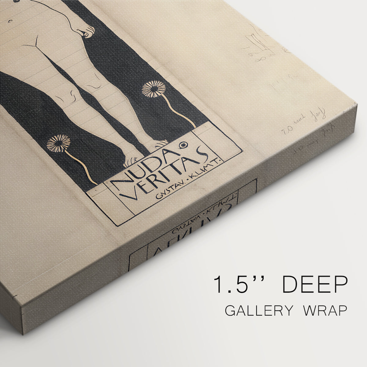 Close-up of a gallery-wrapped canvas corner showing a bold portrait with rich detail and expressive pose, highlighting texture and print detail.