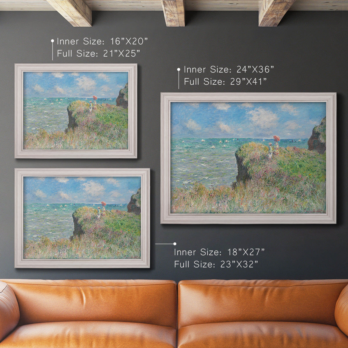 Cliff Walk At Pourville, 1882 - Ornate Framed Canvas Print