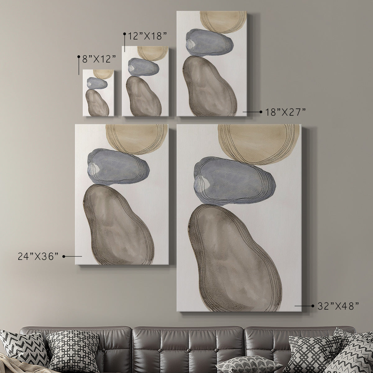 River Rocks Contour II Premium Gallery Wrapped Canvas - Ready to Hang