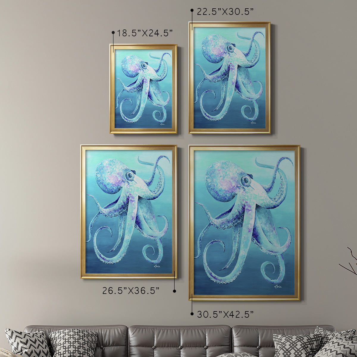 Octopus - Modern Framed Canvas Print