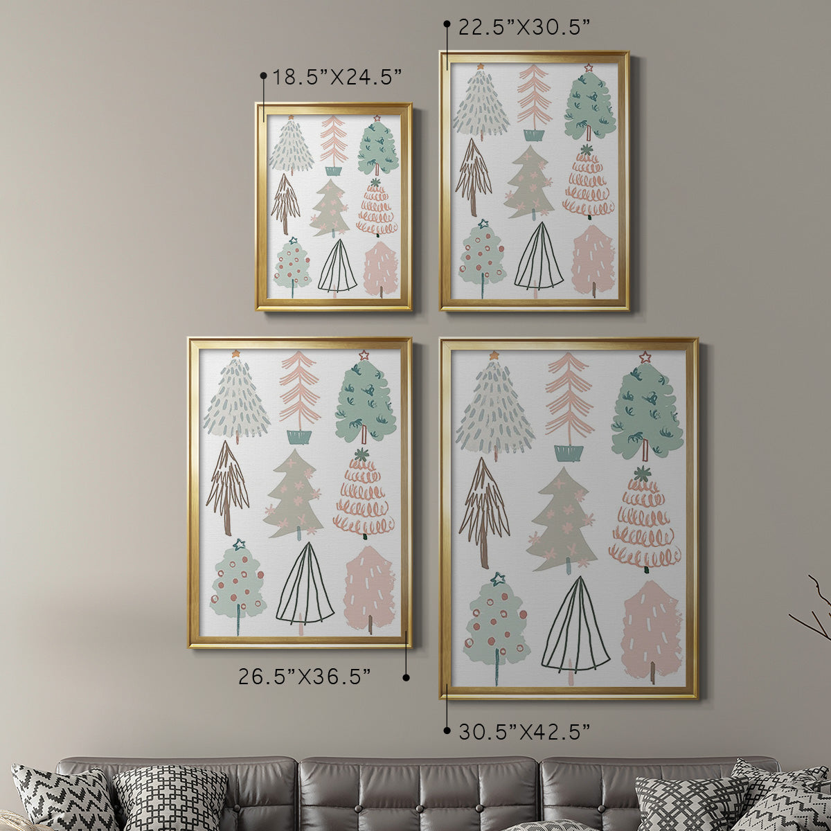 Christmas Tree Sketchbook I - Modern Framed Canvas Print